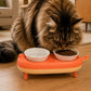 Comedero Elevado plato cerámica  Doble para Gato con Diseño de Gatito