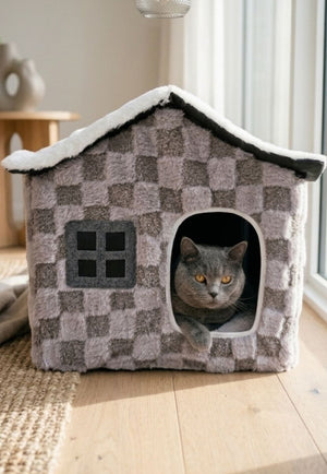 Casa Cama para Perro y Gato Tipo Casita Suave y Acolchada