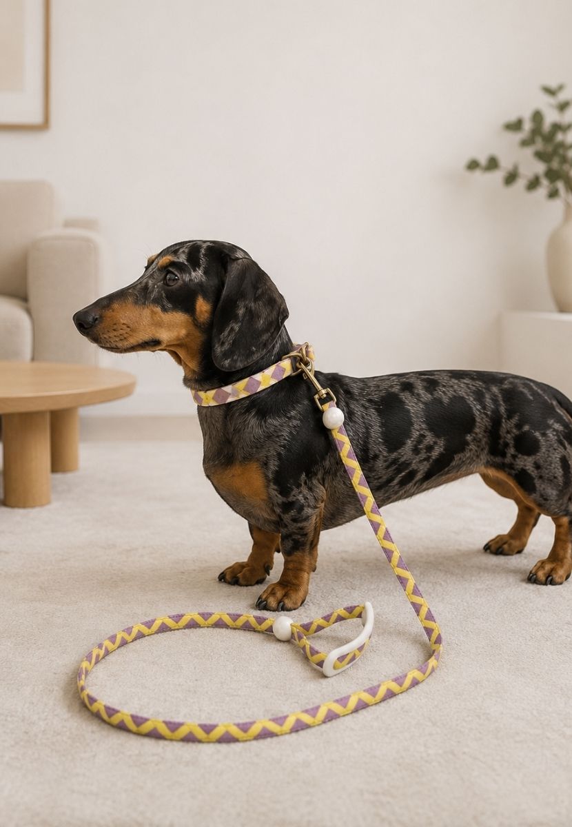 Set Correa y Collar Ajustable para Perro Estampado Premium