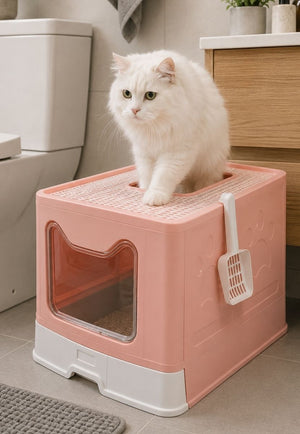 Arenero Cerrado para Gatos con Entrada Superior y Bandeja Extraíble