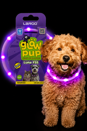 Collar LED Recargable USB para Perros Pequeños Glow Pup Luna F35 MARCA LAROO