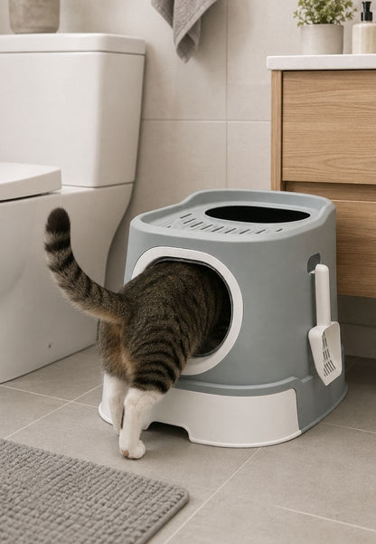 Arenero Cerrado para Gatos con Bandeja y Pala | Caja Sanitaria Antiodor