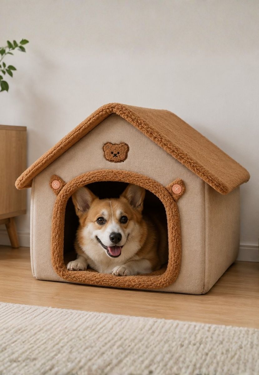 Casa Cama para Gatos y Perros Pequeños Tipo Casita Suave y Acolchada