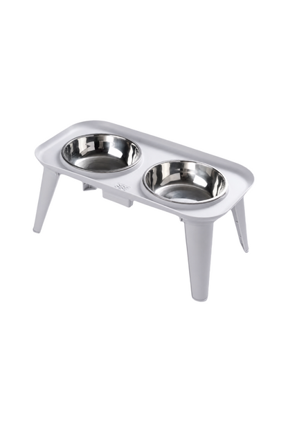 Comedero Elevado Doble para Perros y Gatos con Platos en Acero Inoxidable