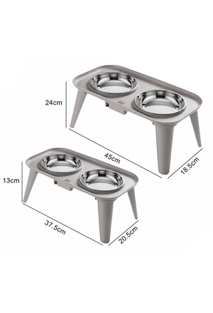 Comedero Elevado Doble para Perros y Gatos con Platos en Acero Inoxidable