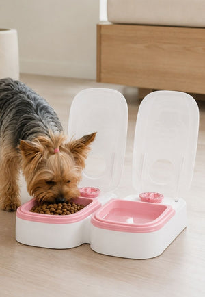 Comedero Automático Doble para Mascotas con Temporizador de Apertura