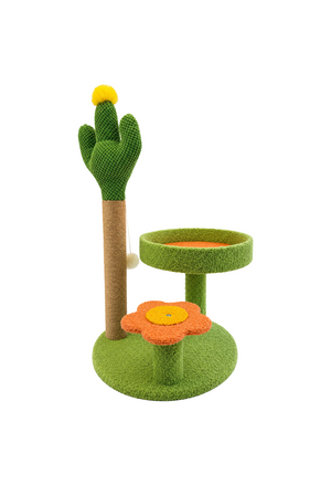 Rascador para Gatos Tipo Cactus con Plataforma y Juguete