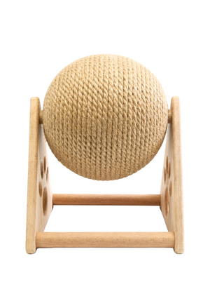 Rascador para Gatos con Bola de Sisal y Base de Madera