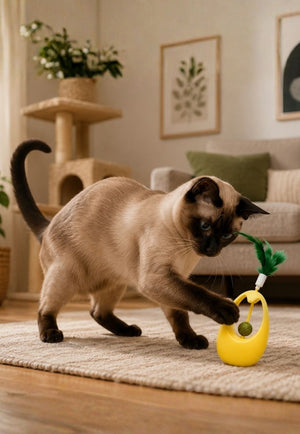 Juguete Interactivo para Gato con Pluma y Bola de Catnip