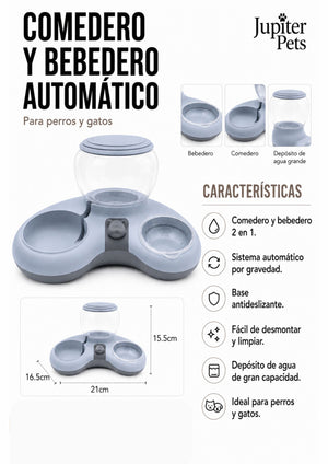 Comedero y Bebedero Automático para Mascotas con Dispensador de Agua