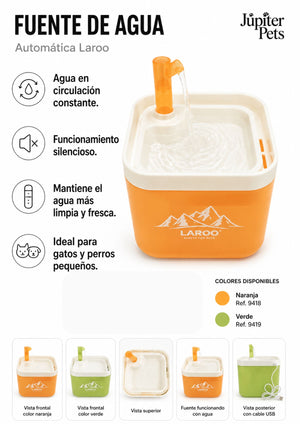 Fuente de agua para mascota marca LAROO