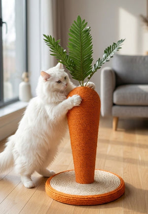 Rascador para Gatos Tipo Zanahoria con Base de Sisal